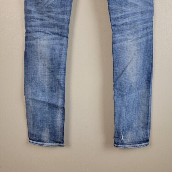 Rock Revival Vitual Pink Mid Rise Straight Patch Distressed Medium Wash Jeans 27 - Picture 13 of 16